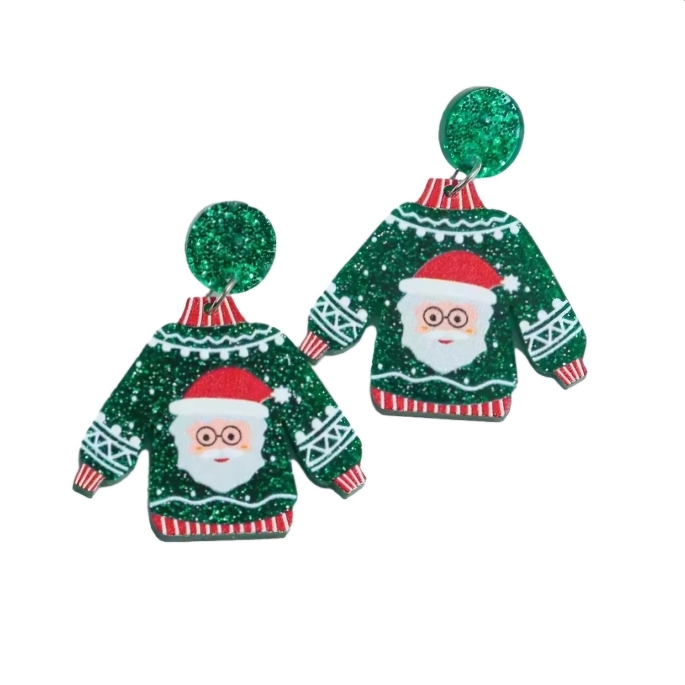 Christmas Santa Sweater Acrylic Post Holiday Festive Earrings New